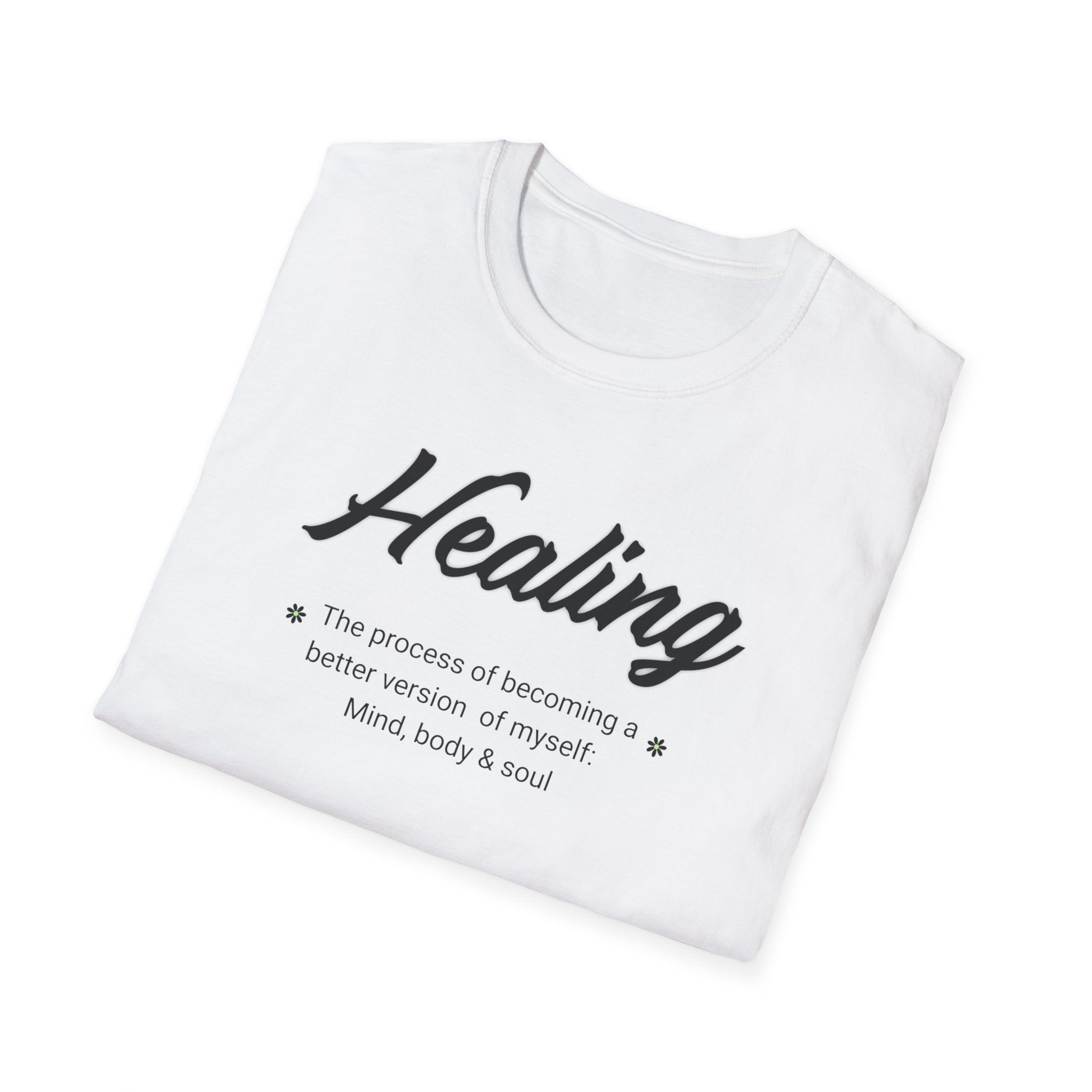 Healing Unisex Softstyle T-Shirt | Mind Body Soul | Motivational Tee for Self-Care, Wellbeing, Gift Idea, Casual Wear, Inspirational Apparel