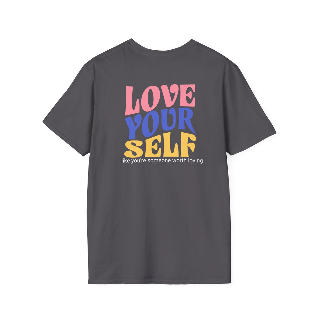 Unisex Softstyle T-Shirt, Love Yourself Quote Tee, Motivational Shirt, Gift for Self-Care Fans, Casual Wear for Every Occasion