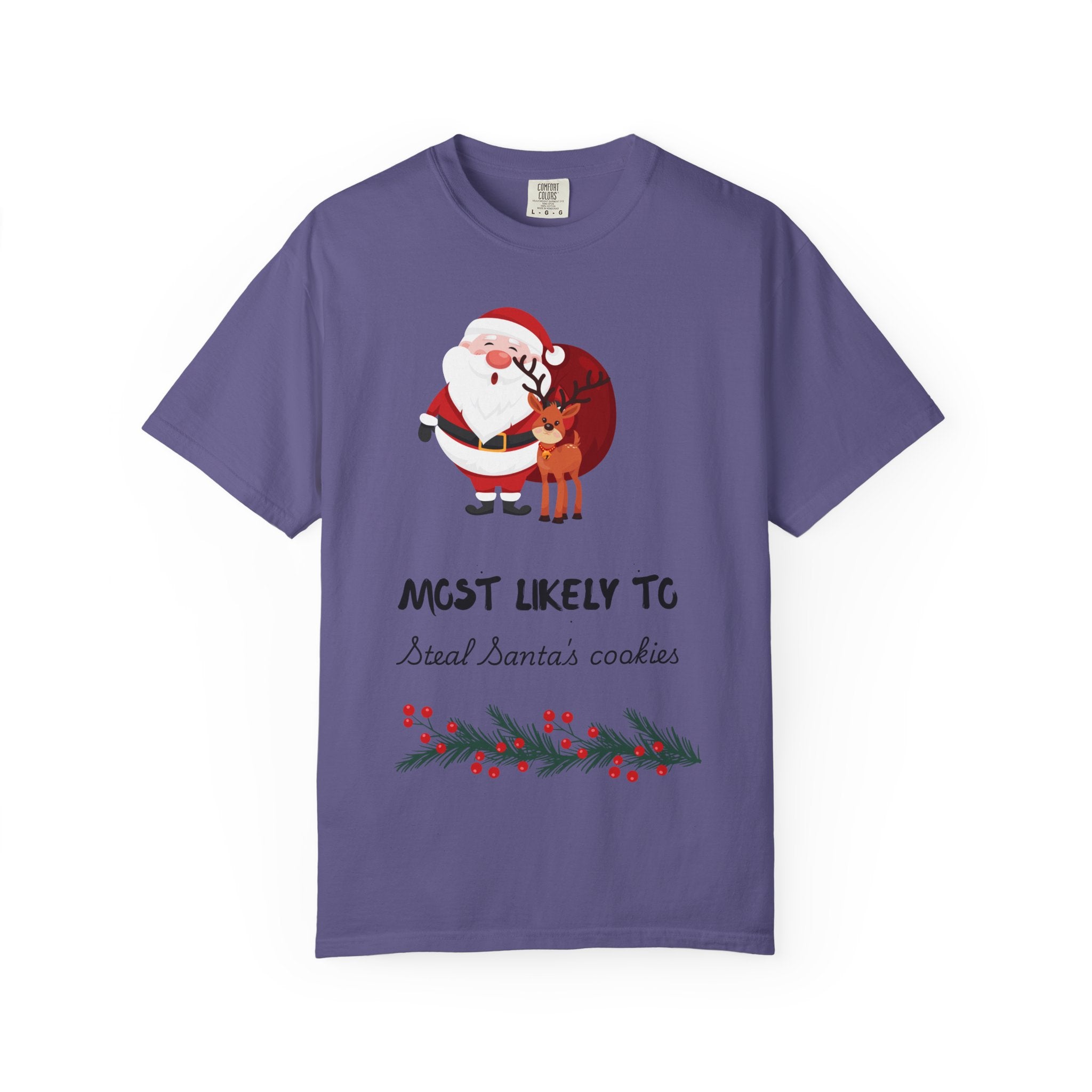 Most Likely To Steal Santa's Cookies T-Shirt — Funny Christmas Holiday Tee