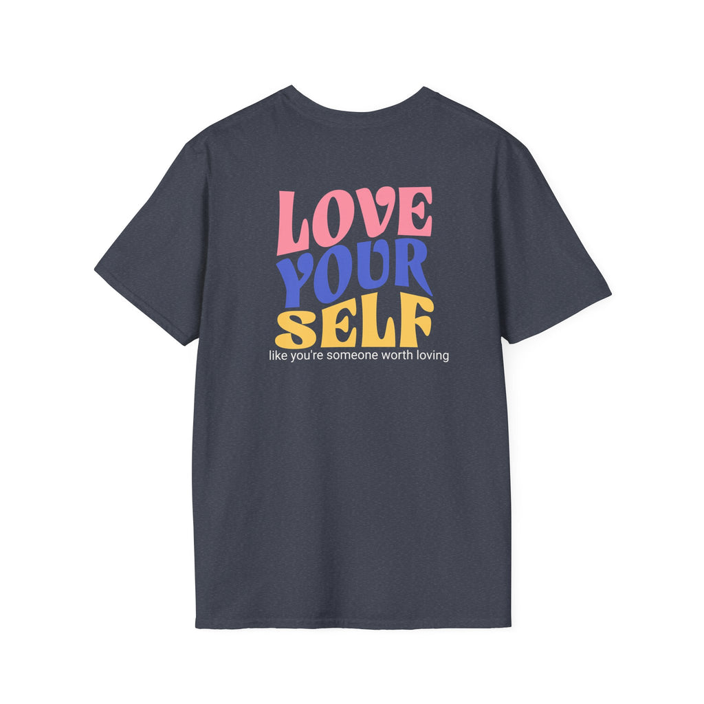 Unisex Softstyle T-Shirt, Love Yourself Quote Tee, Motivational Shirt, Gift for Self-Care Fans, Casual Wear for Every Occasion