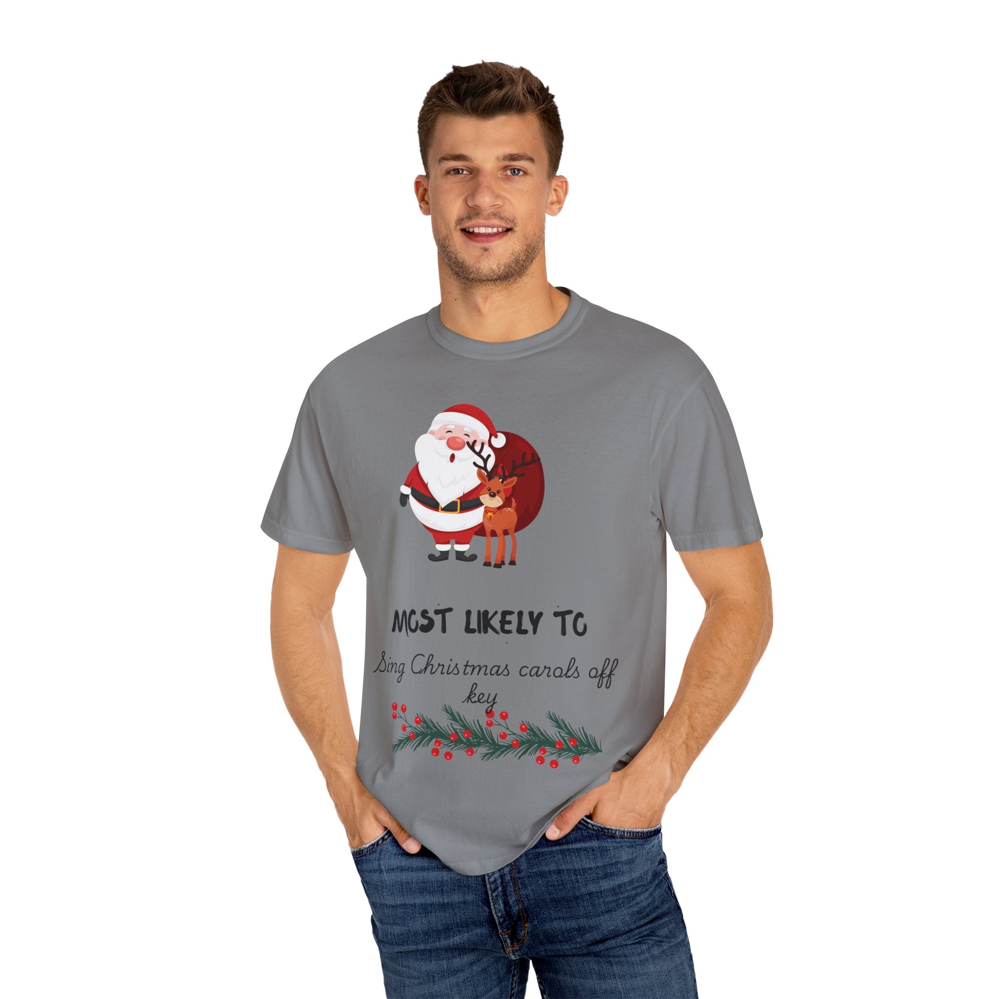 Christmas T-Shirt — "Most Likely To Sing Christmas Carols Off Key" Holiday Tee