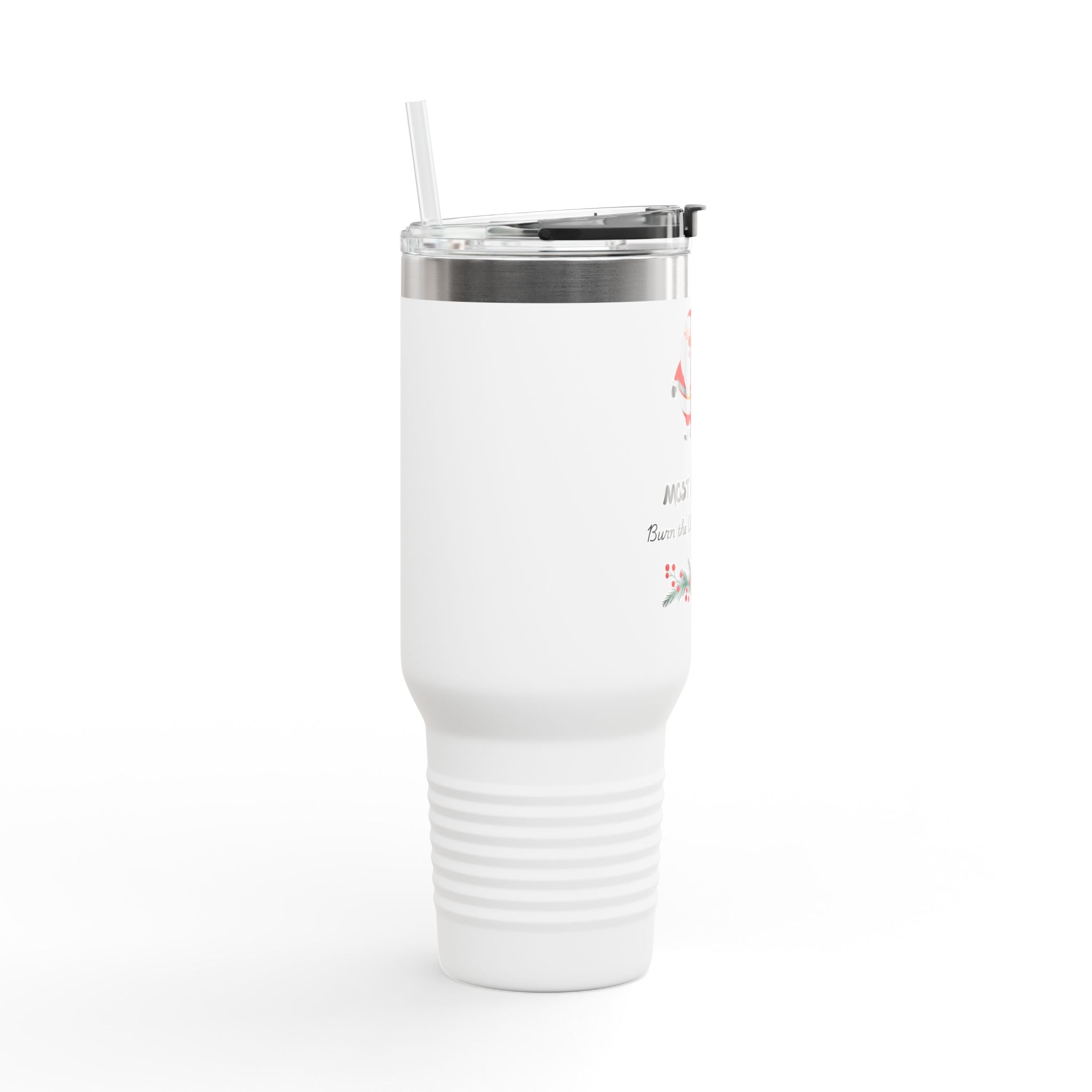 40oz Insulated Travel Mug – 'Most Likely To' Christmas Santa Design