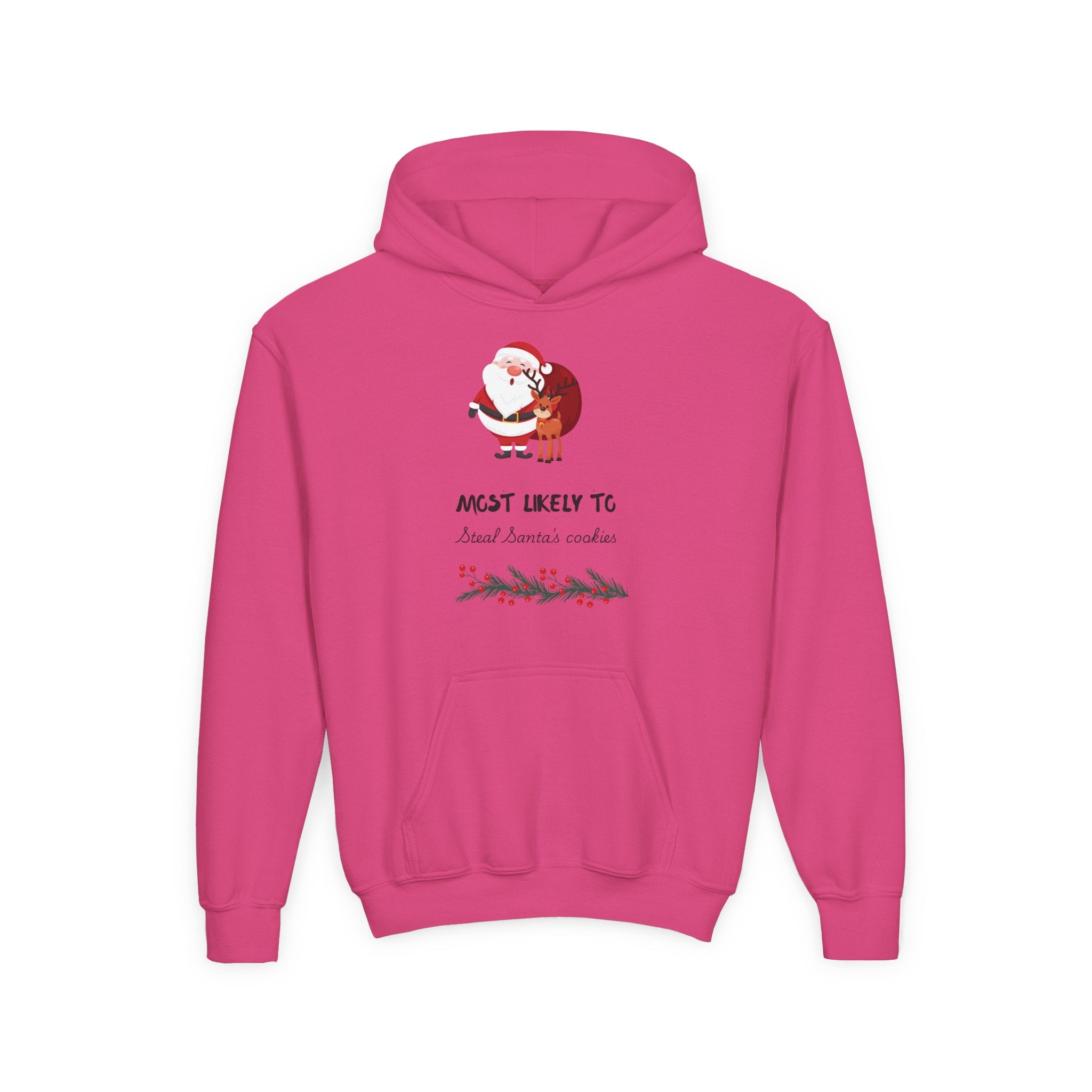 Youth Hoodie - 'Most Likely To Steal Santa's Cookies' Cute Christmas Kids Sweatshirt