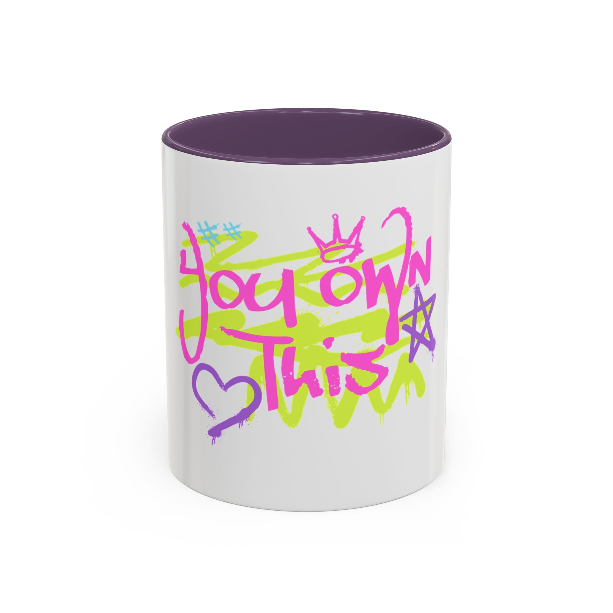 Colorful Motivational Coffee Mug for Self-Care, You Own This, Inspirational Gift, Birthday Present, Home Office Decor, Fun Mug