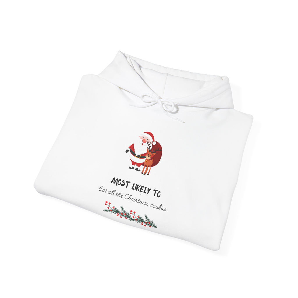Christmas Santa Hoodie - "Most Likely To..." Holiday Funny Graphic Sweatshirt