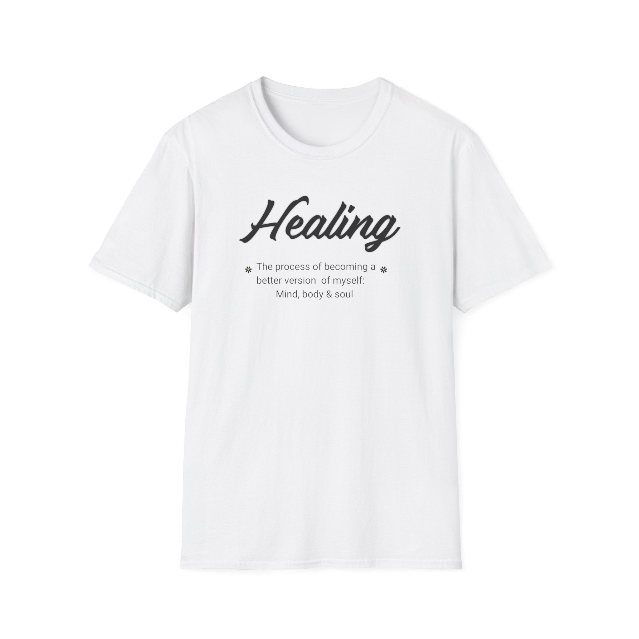 Healing Unisex Softstyle T-Shirt | Mind Body Soul | Motivational Tee for Self-Care, Wellbeing, Gift Idea, Casual Wear, Inspirational Apparel