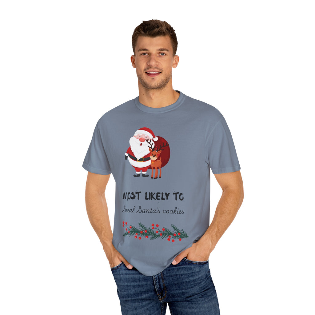 Most Likely To Steal Santa's Cookies T-Shirt — Funny Christmas Holiday Tee