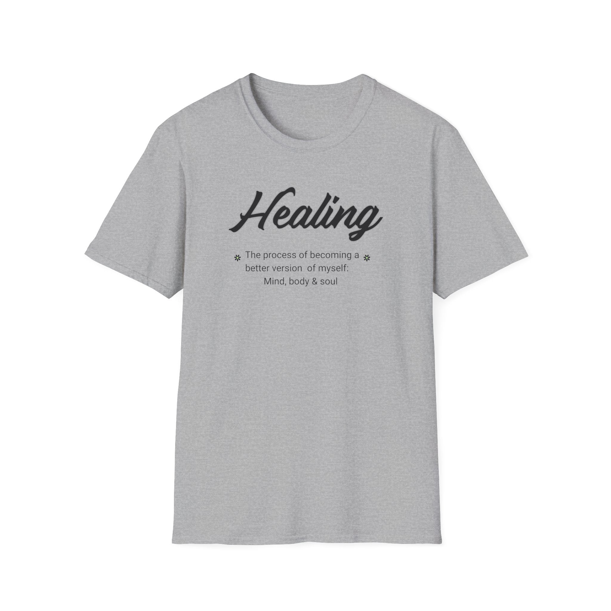 Healing Unisex Softstyle T-Shirt | Mind Body Soul | Motivational Tee for Self-Care, Wellbeing, Gift Idea, Casual Wear, Inspirational Apparel