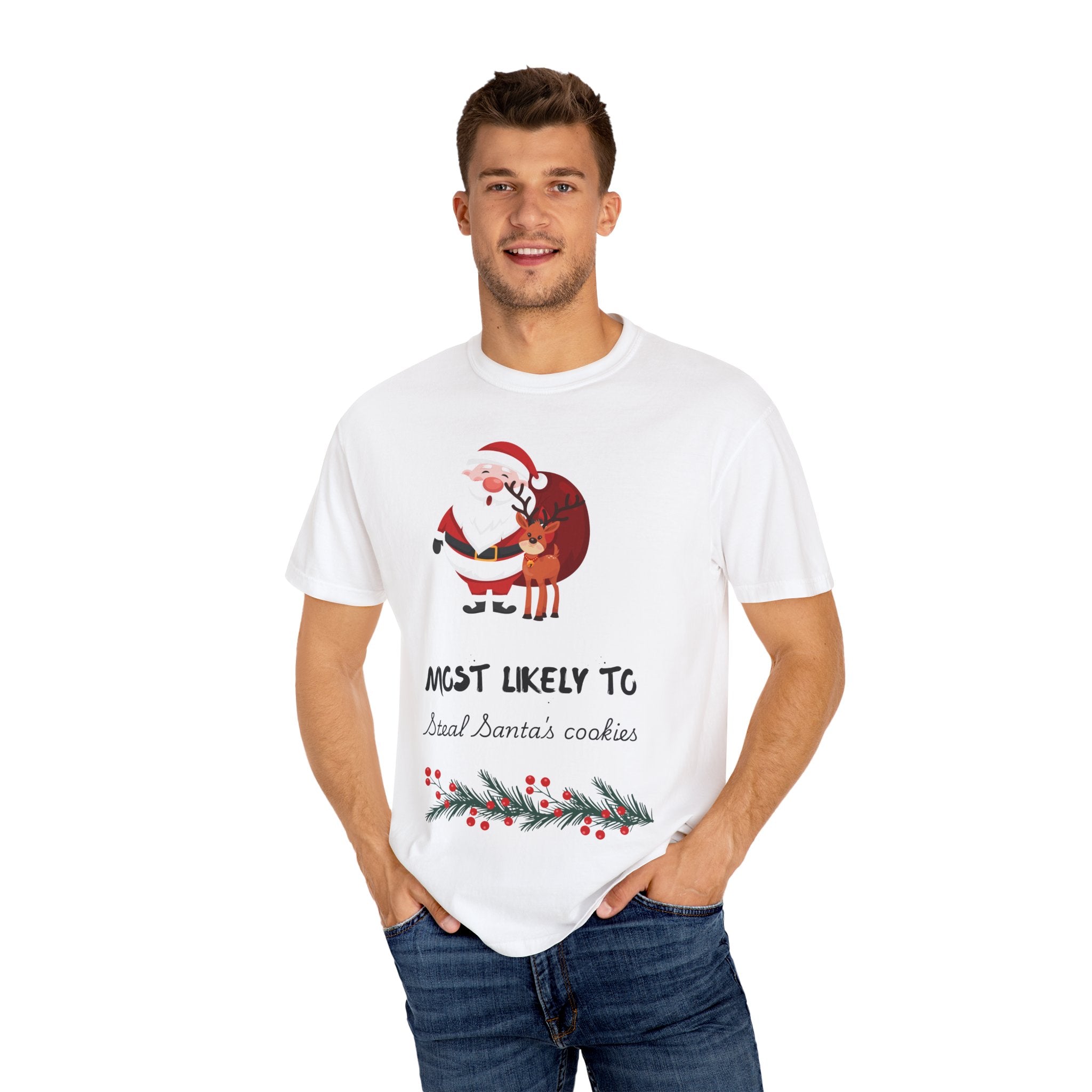 Most Likely To Steal Santa's Cookies T-Shirt — Funny Christmas Holiday Tee