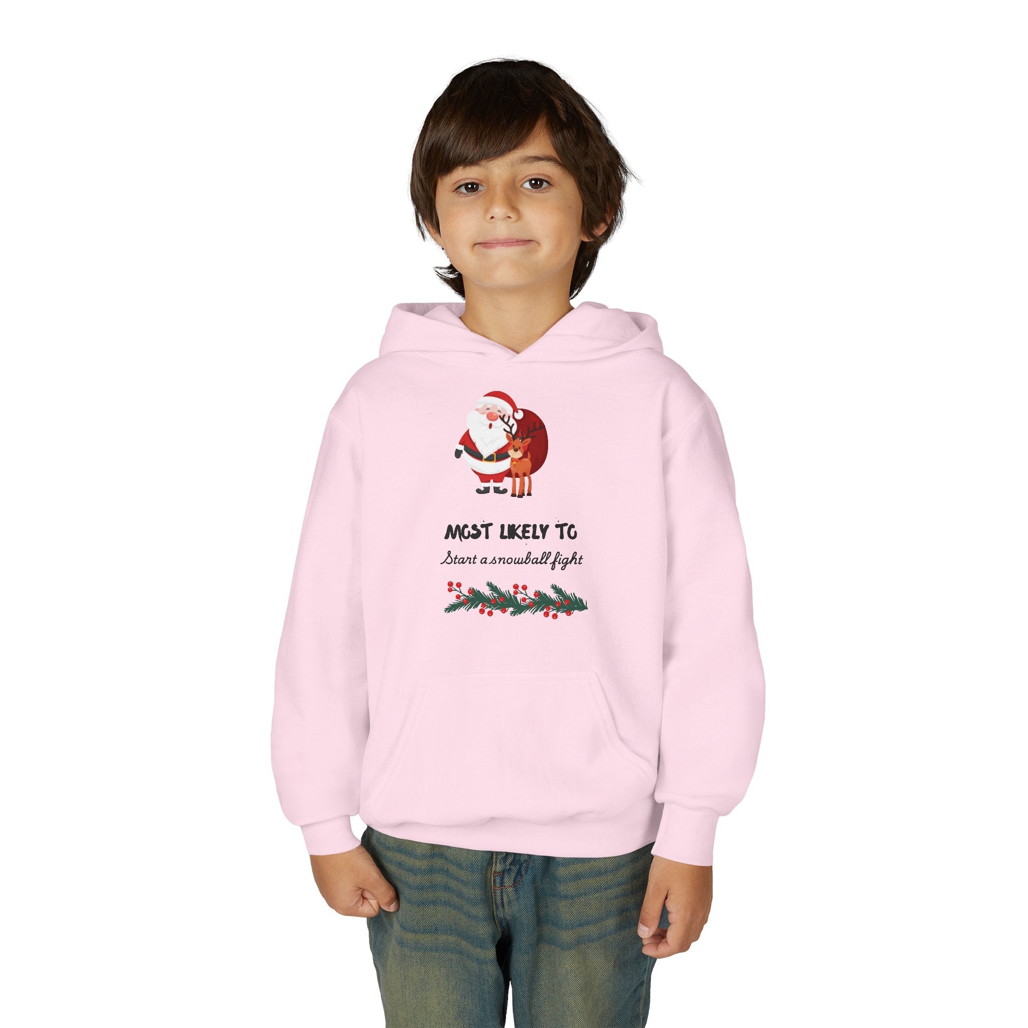 Youth Christmas Hoodie - 'Most Likely To...' Santa Funny Holiday Kids Sweatshirt