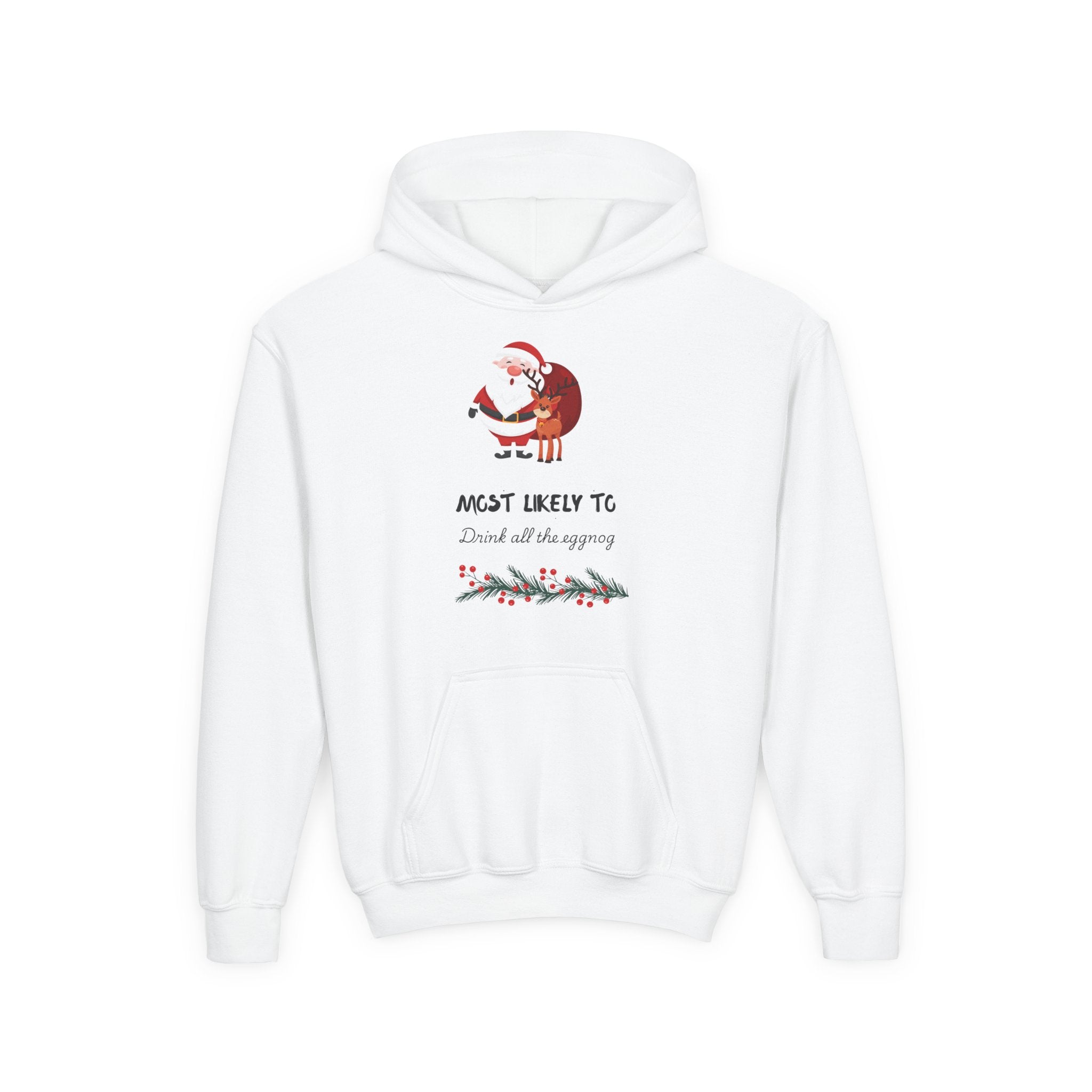 Youth Hoodie - 'Most Likely To Dread All The Shopping' Santa Christmas Sweatshirt