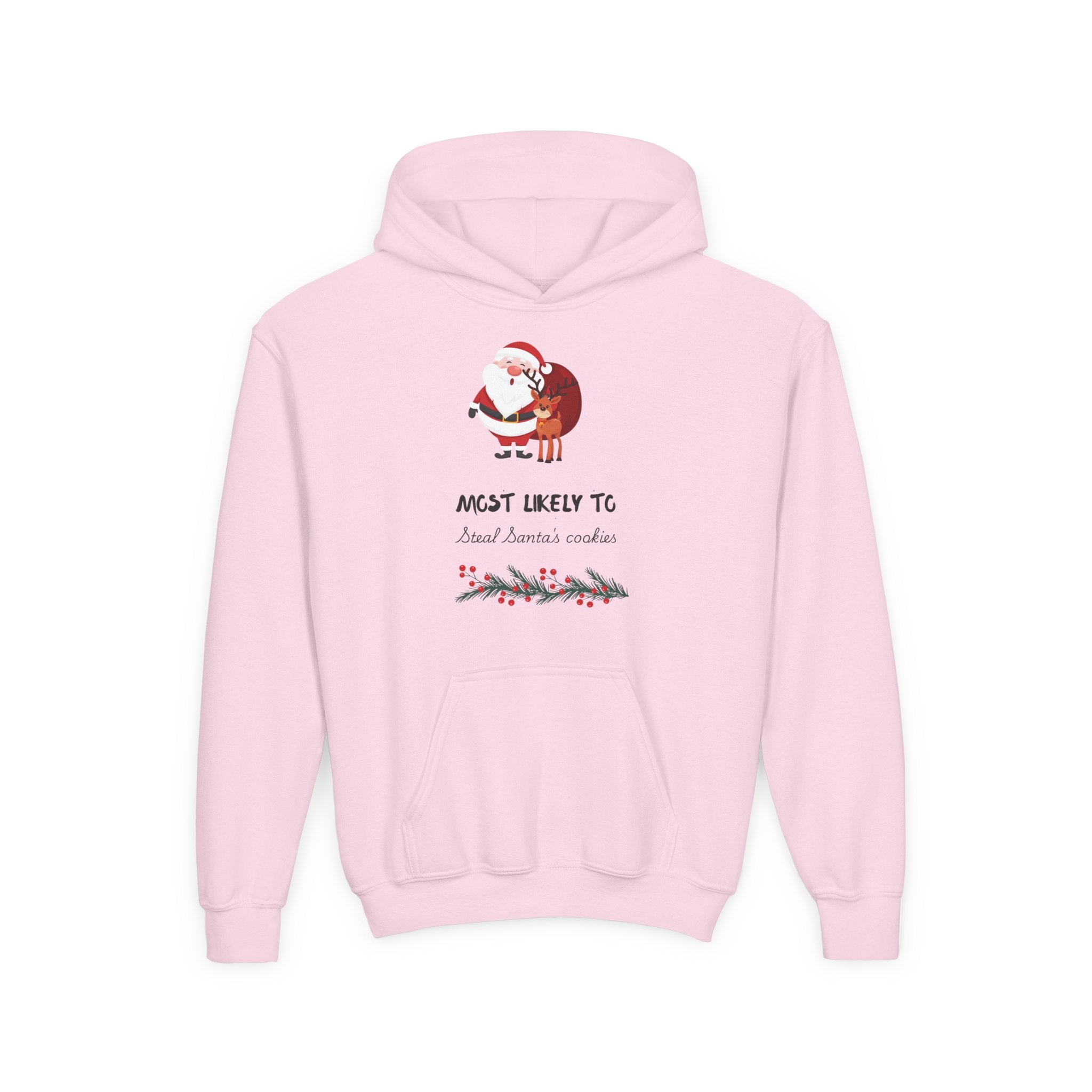 Youth Hoodie - 'Most Likely To Steal Santa's Cookies' Cute Christmas Kids Sweatshirt