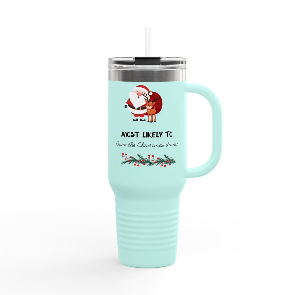 40oz Insulated Travel Mug – 'Most Likely To' Christmas Santa Design