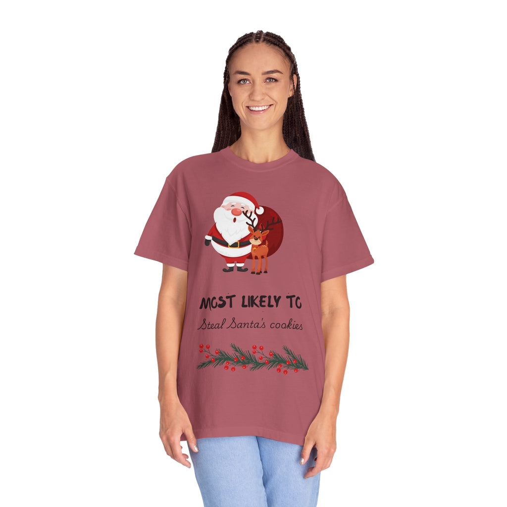 Most Likely To Steal Santa's Cookies T-Shirt — Funny Christmas Holiday Tee