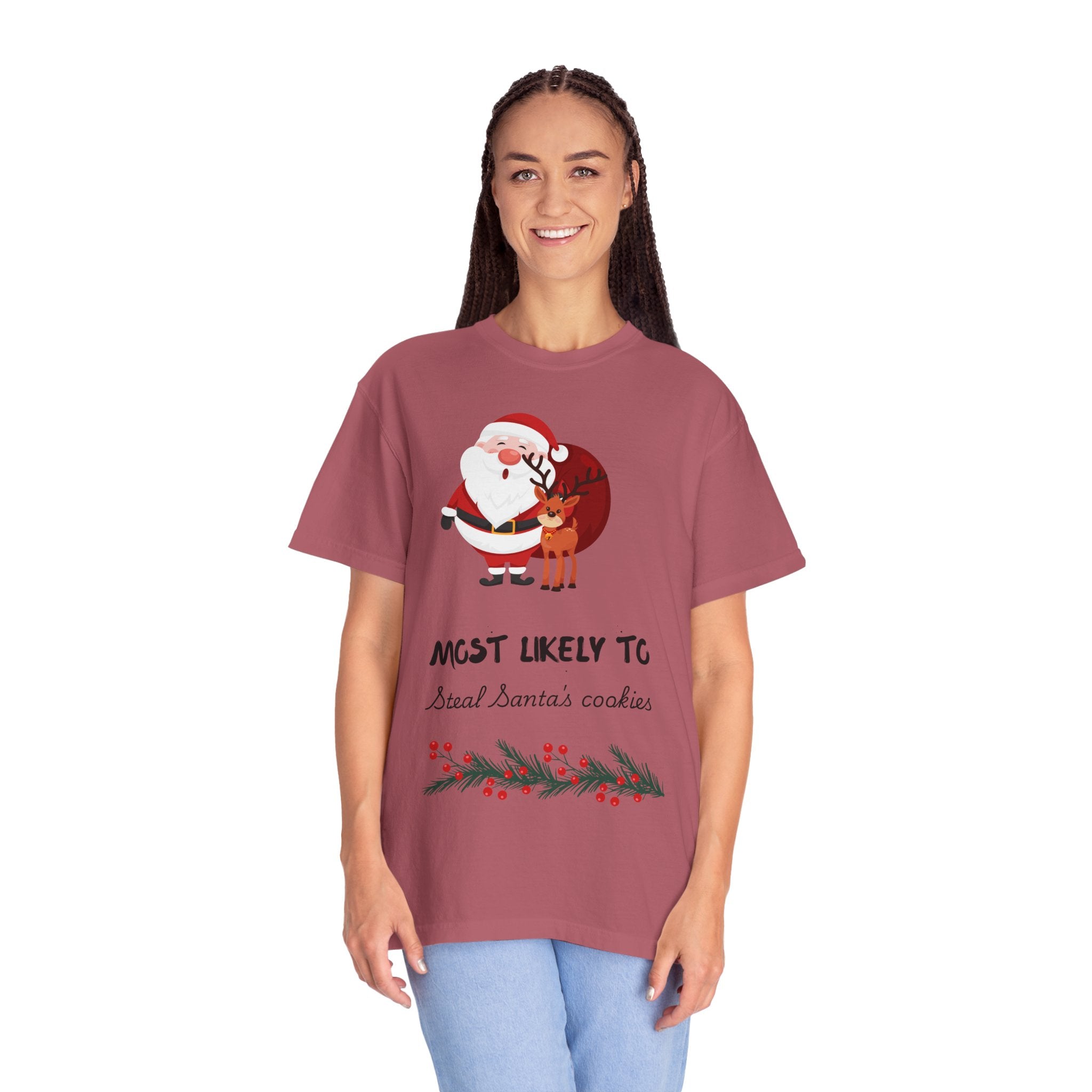 Most Likely To Steal Santa's Cookies T-Shirt — Funny Christmas Holiday Tee