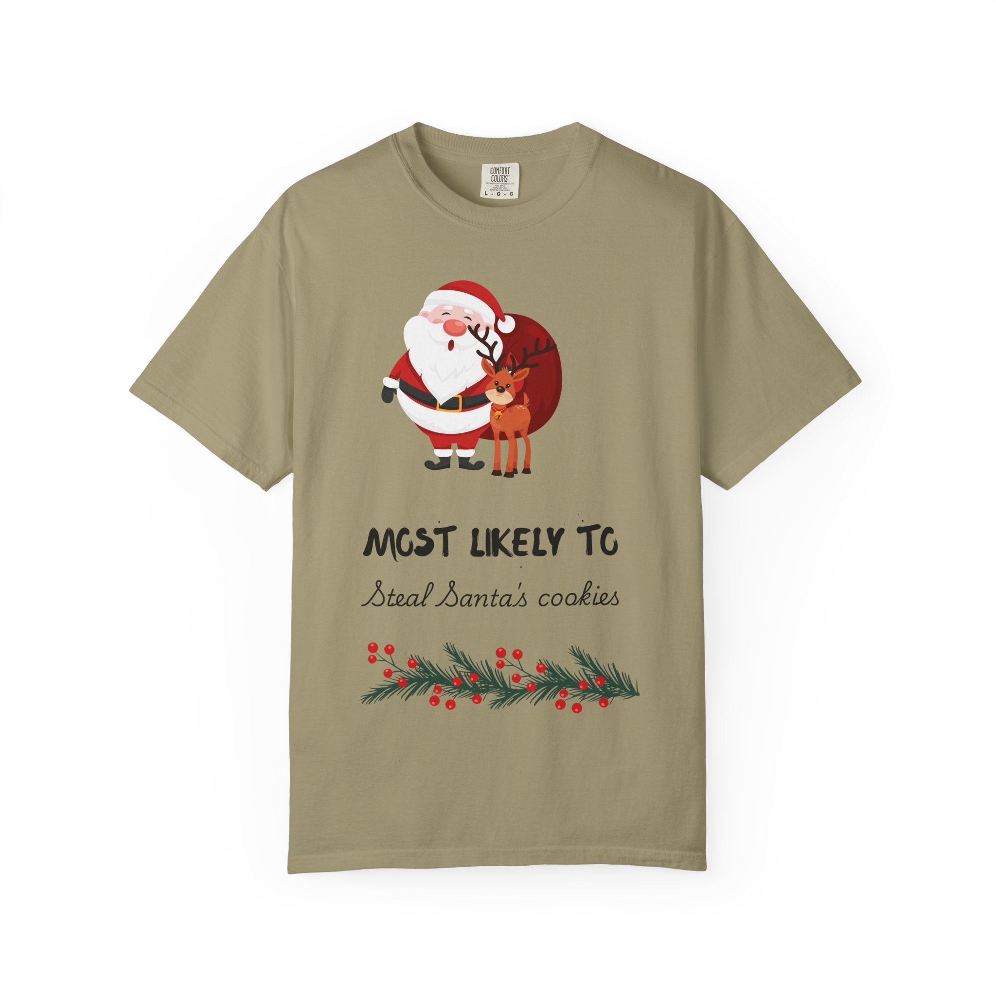 Most Likely To Steal Santa's Cookies T-Shirt — Funny Christmas Holiday Tee