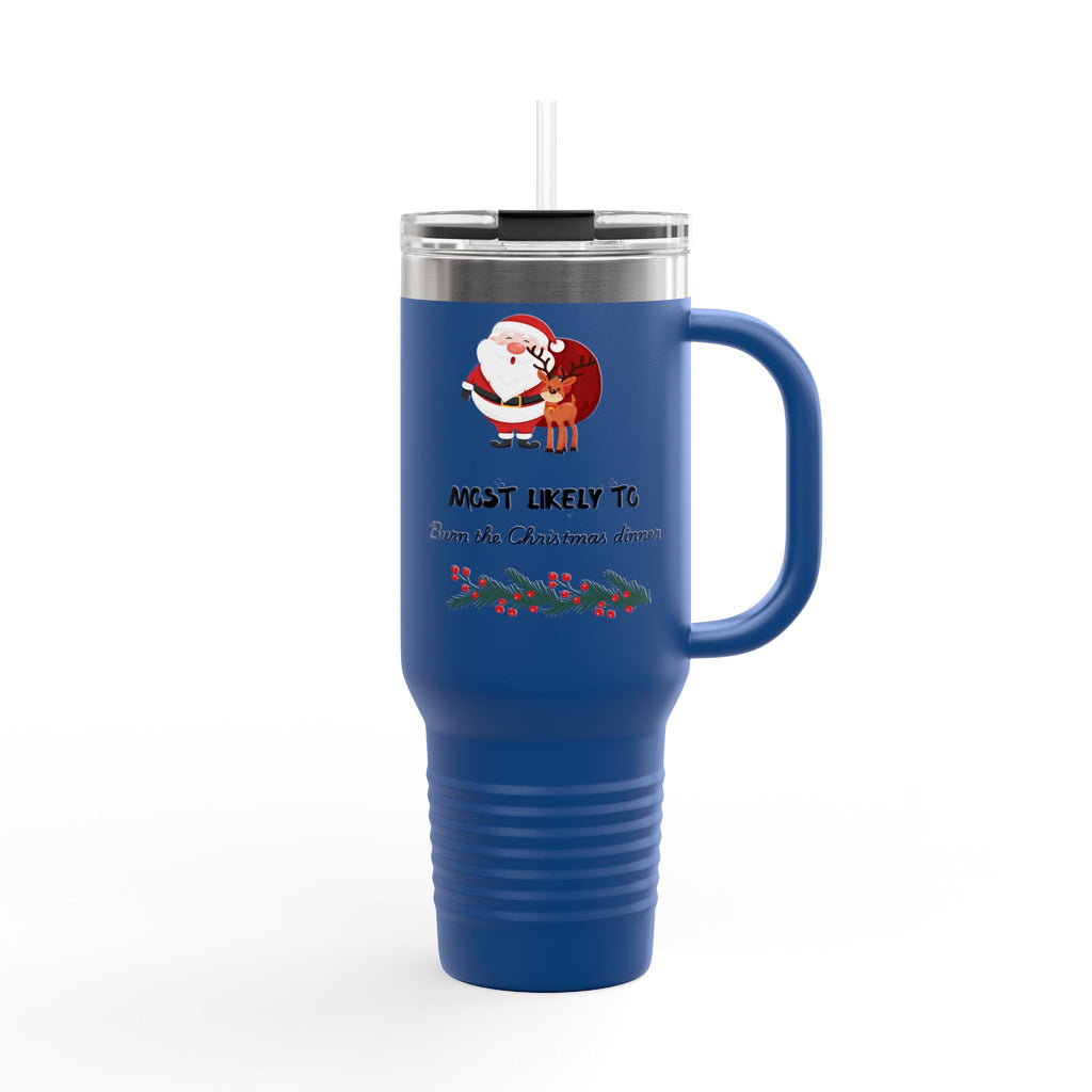 40oz Insulated Travel Mug – 'Most Likely To' Christmas Santa Design