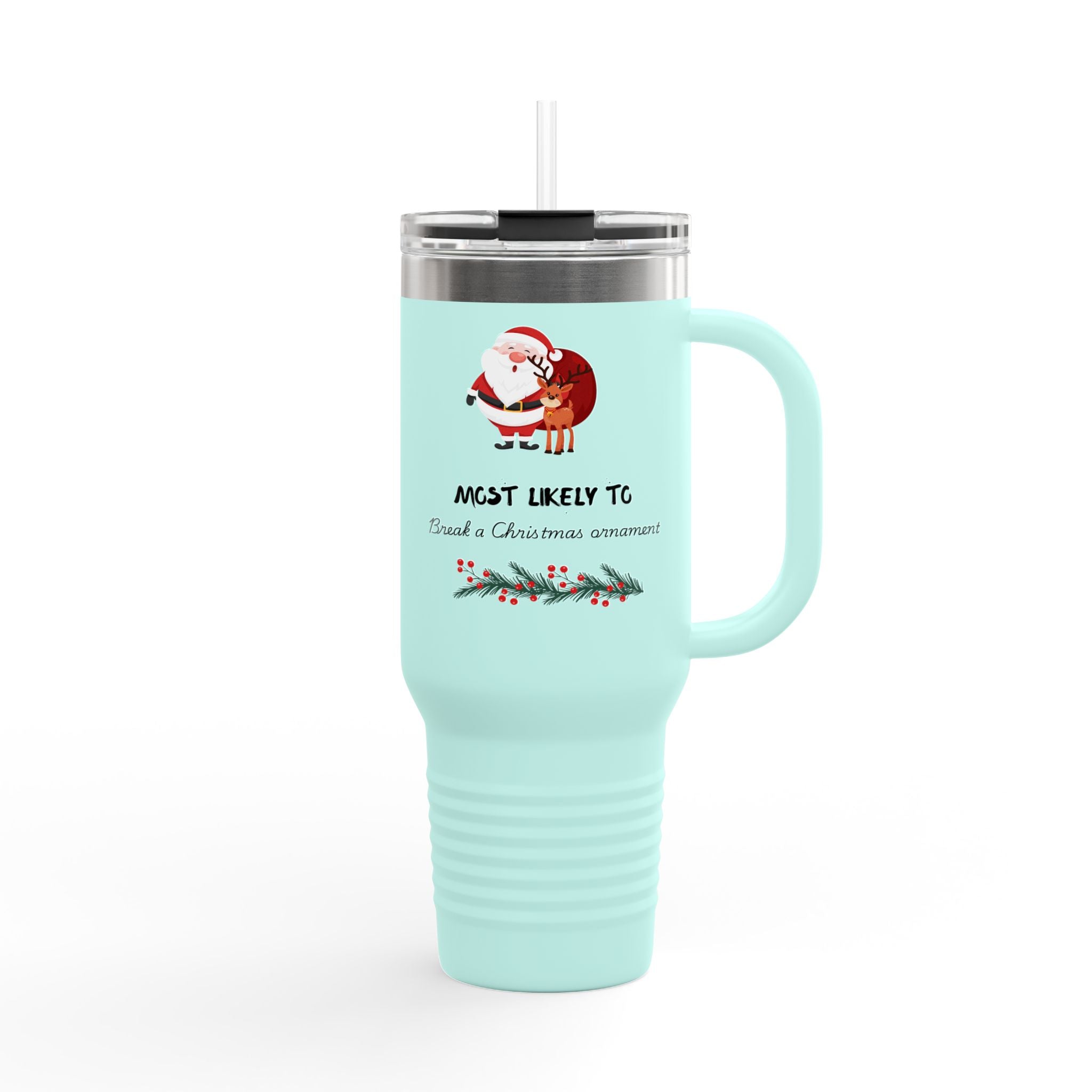 40oz Insulated Travel Mug - 'Most Likely To' Funny Christmas Santa Holiday Tumbler