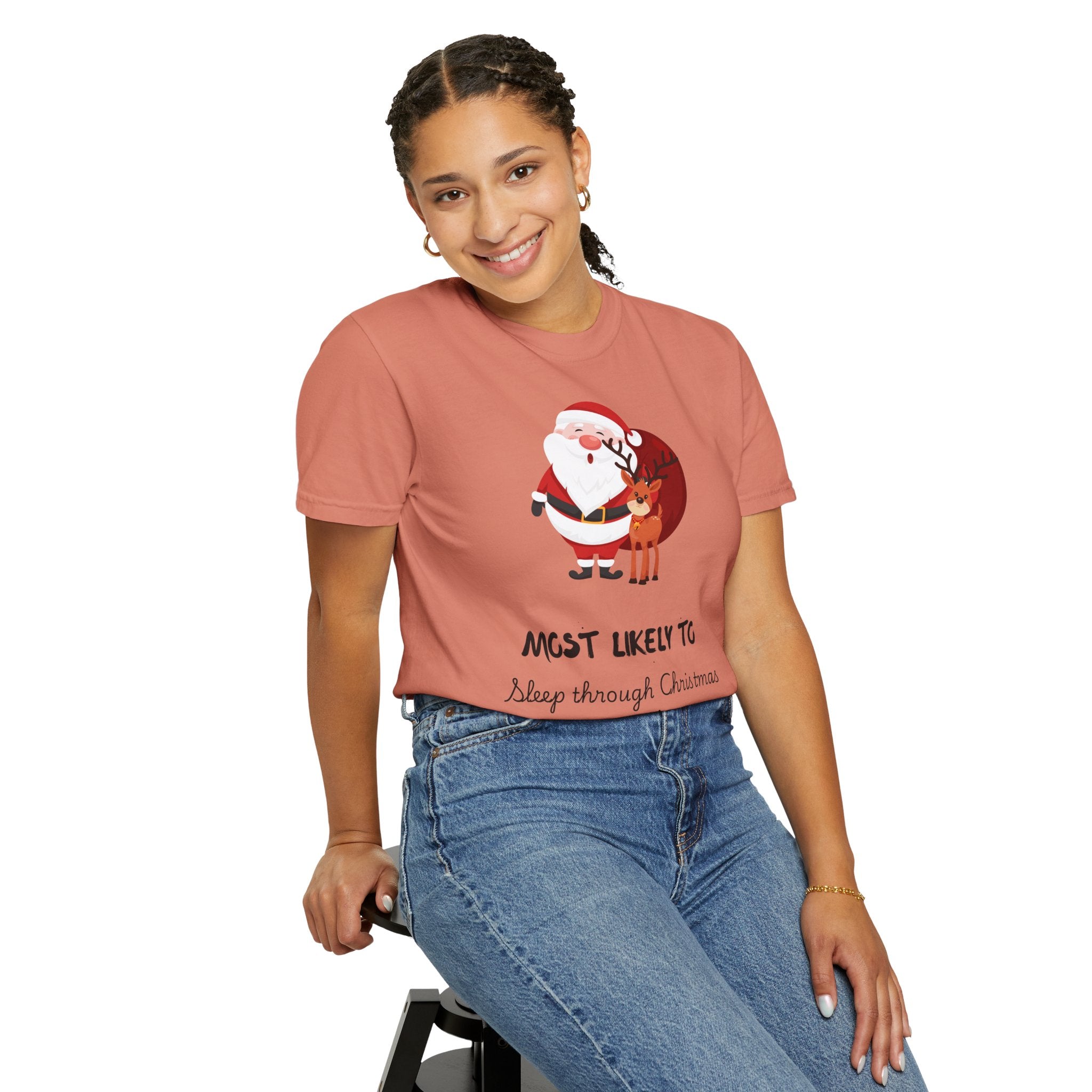 Christmas T-Shirt — "Most Likely To Sleep Through Christmas Morning" Holiday Tee