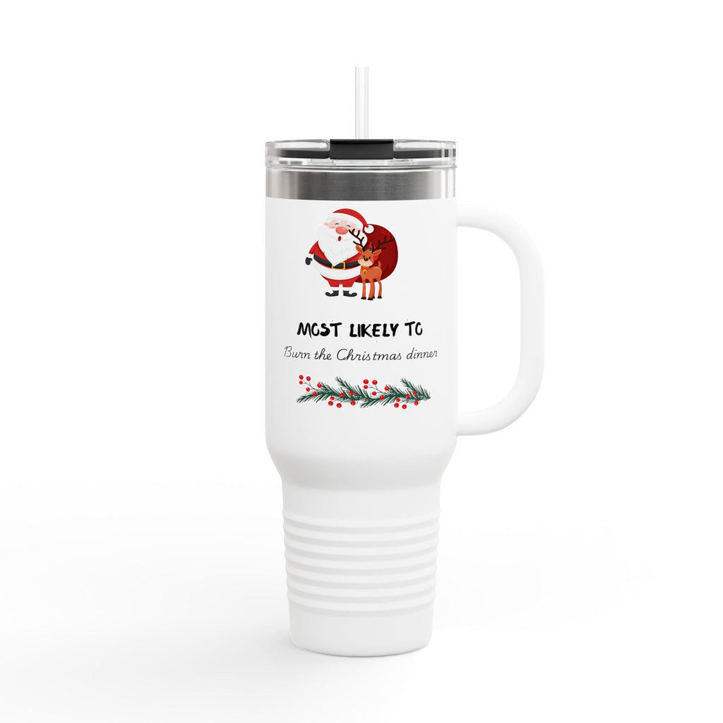 40oz Insulated Travel Mug – 'Most Likely To' Christmas Santa Design