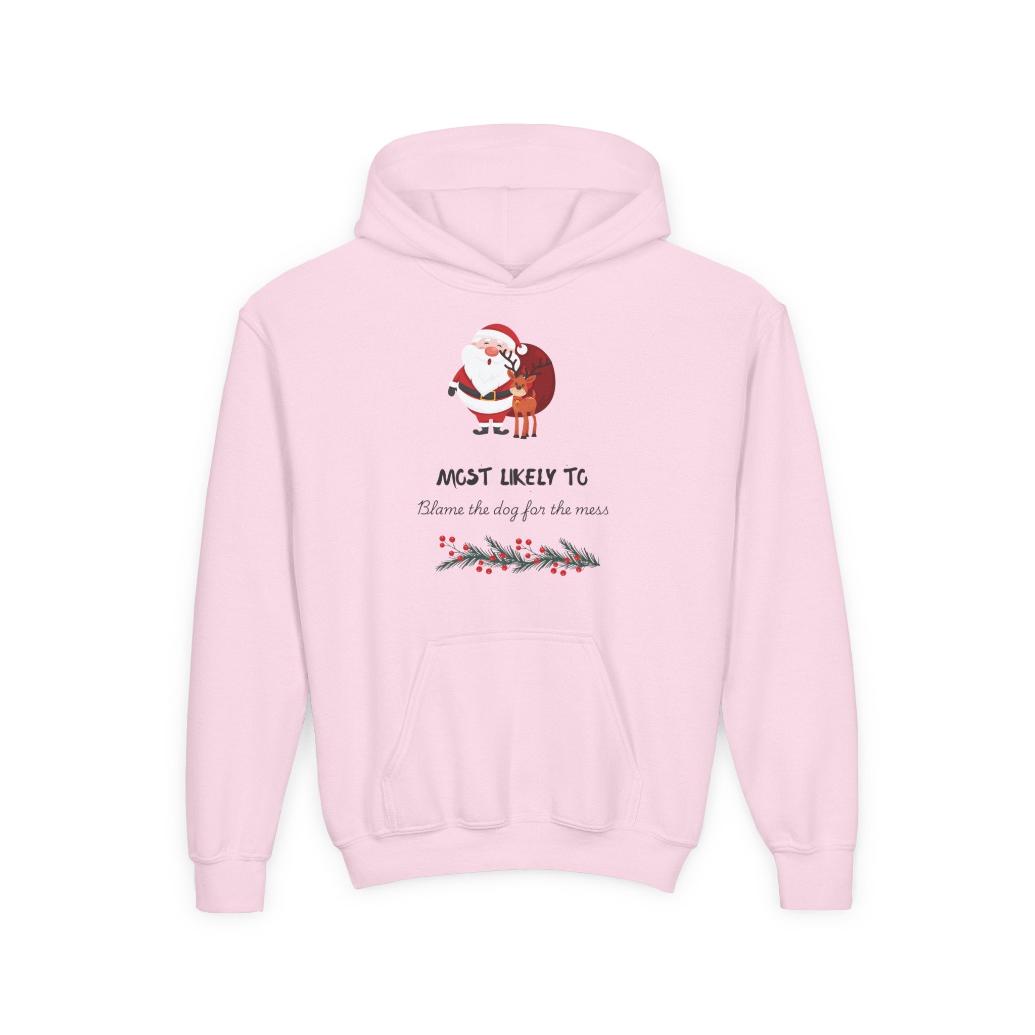 Youth Christmas Santa Hoodie — "Most Likely To" Funny Holiday Sweatshirt