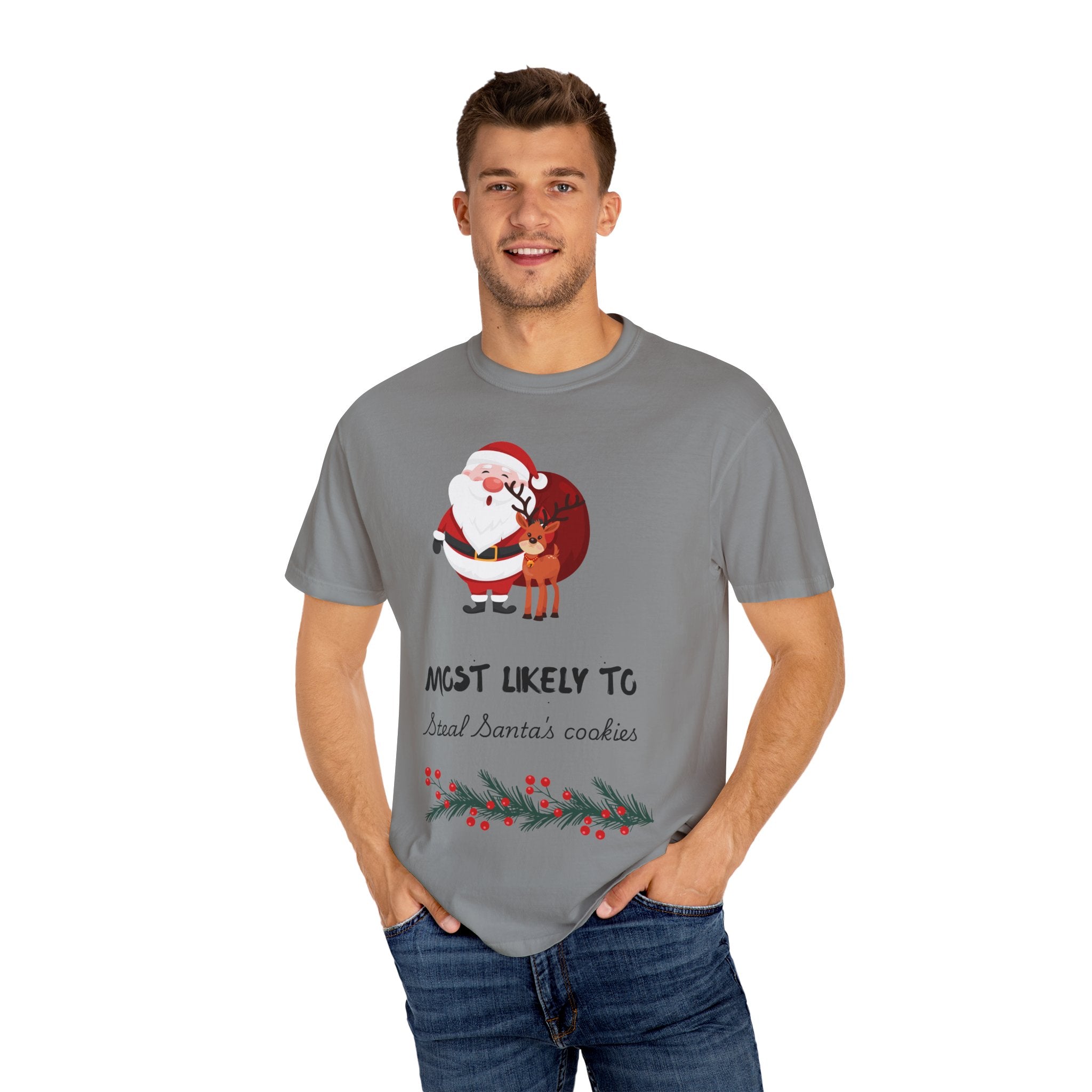 Most Likely To Steal Santa's Cookies T-Shirt — Funny Christmas Holiday Tee