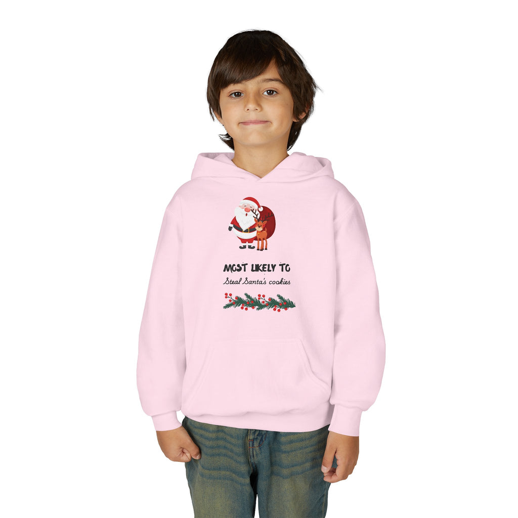 Youth Hoodie - 'Most Likely To Steal Santa's Cookies' Cute Christmas Kids Sweatshirt