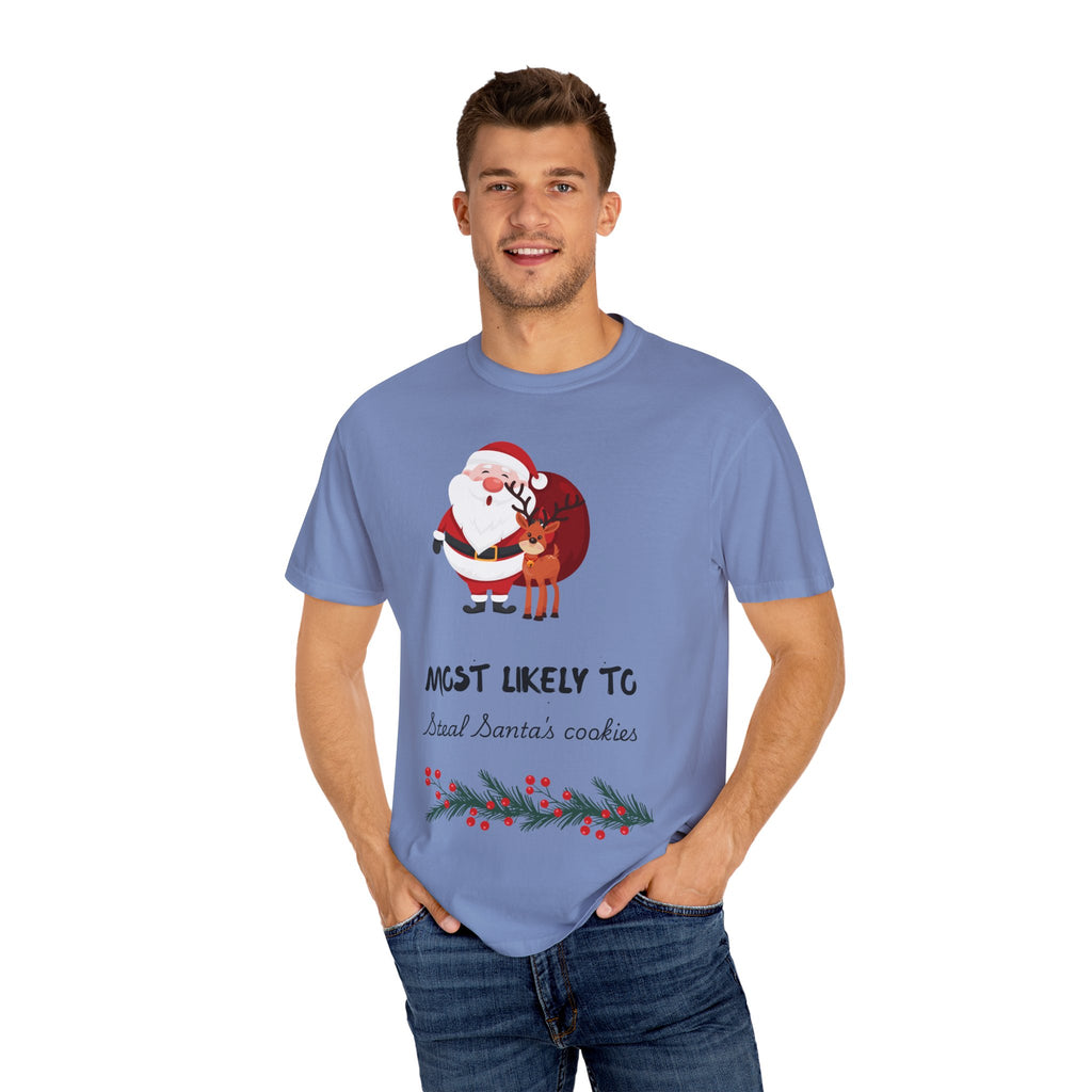 Most Likely To Steal Santa's Cookies T-Shirt — Funny Christmas Holiday Tee