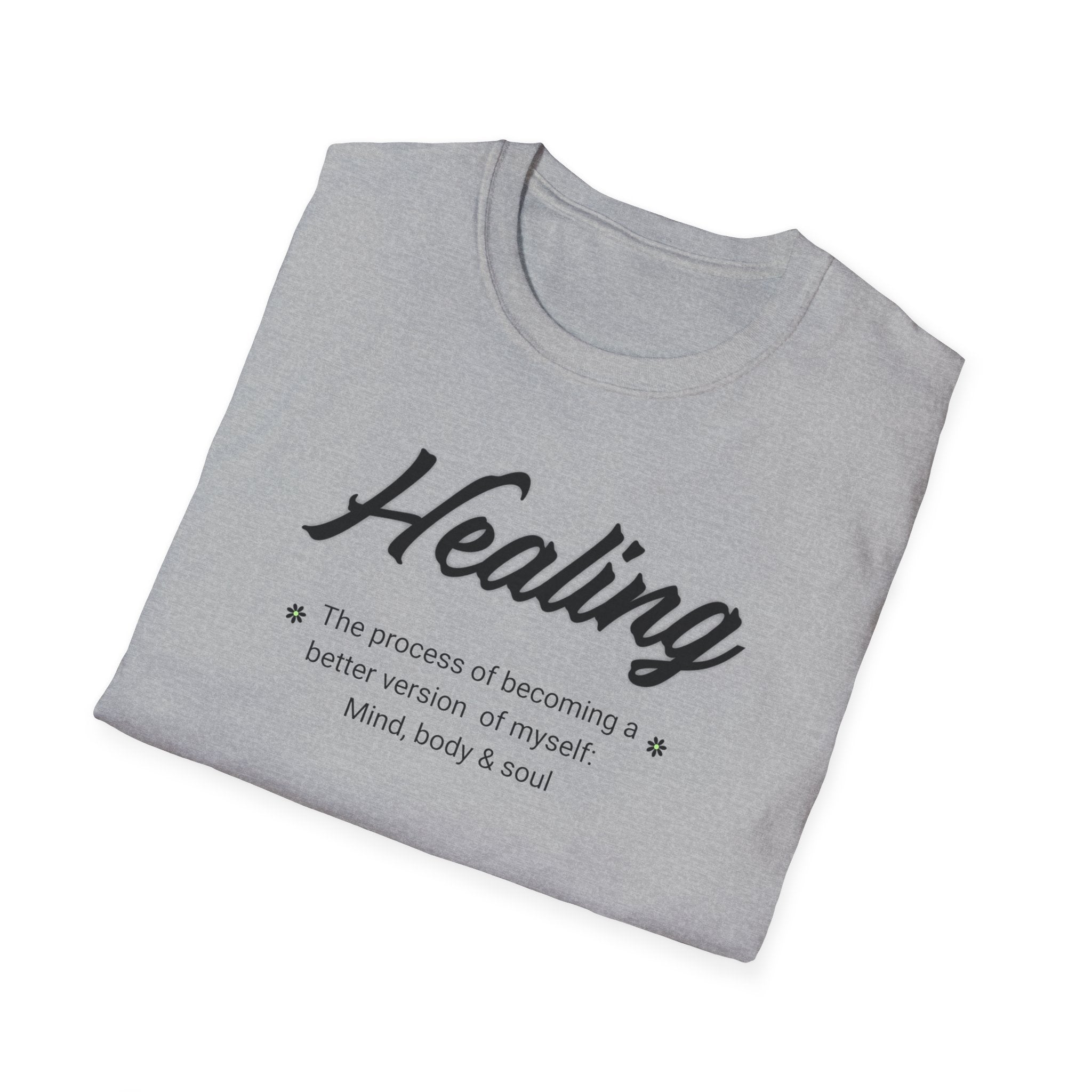 Healing Unisex Softstyle T-Shirt | Mind Body Soul | Motivational Tee for Self-Care, Wellbeing, Gift Idea, Casual Wear, Inspirational Apparel