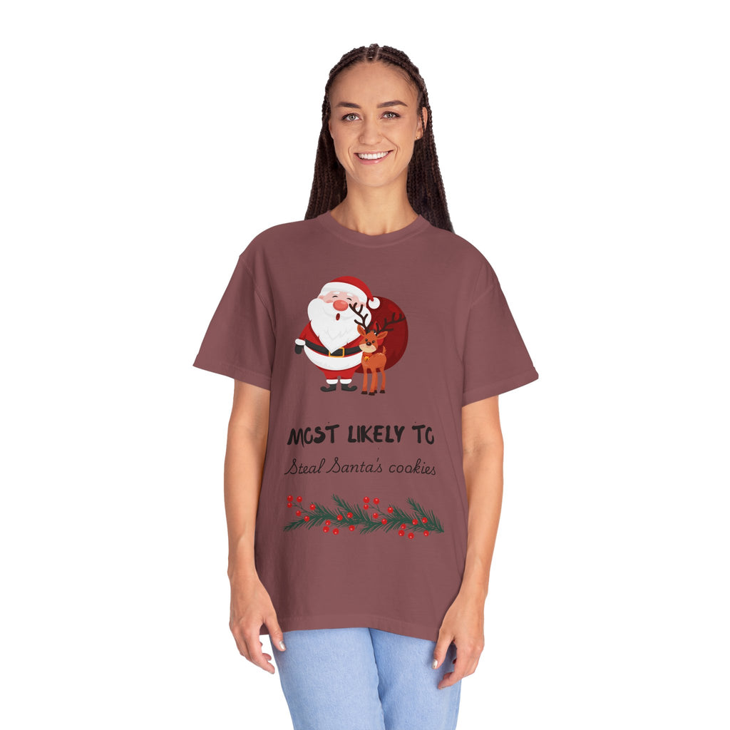 Most Likely To Steal Santa's Cookies T-Shirt — Funny Christmas Holiday Tee