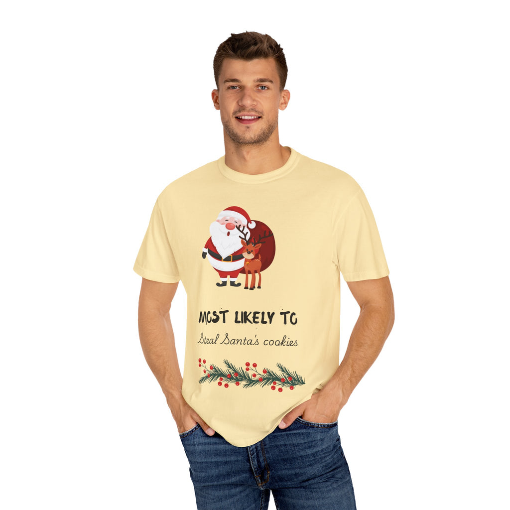Most Likely To Steal Santa's Cookies T-Shirt — Funny Christmas Holiday Tee