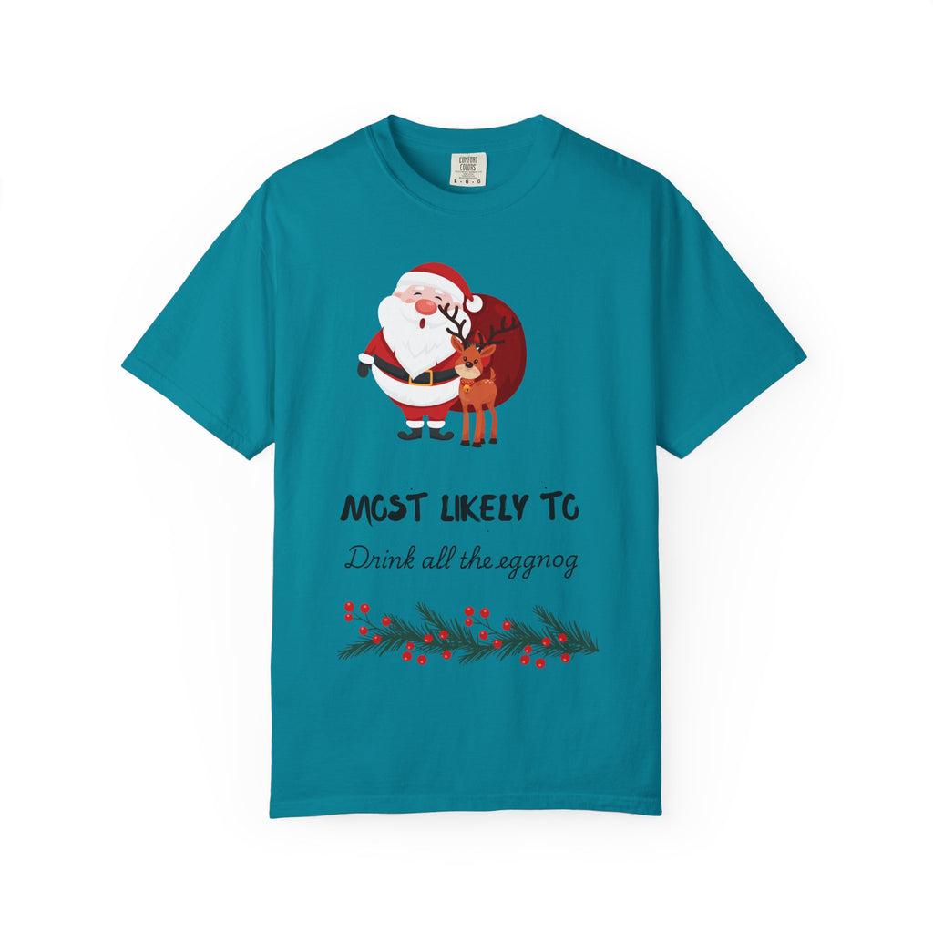 Christmas T-Shirt — "Most Likely To Drink All The Eggnog" Holiday Tee