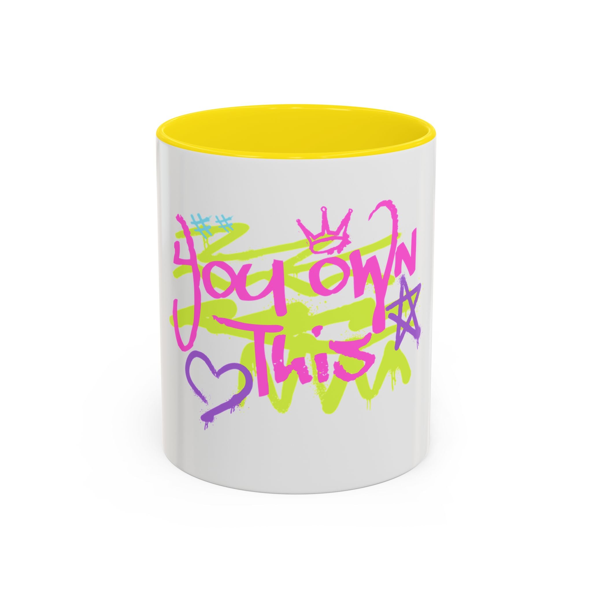 Colorful Motivational Coffee Mug for Self-Care, You Own This, Inspirational Gift, Birthday Present, Home Office Decor, Fun Mug