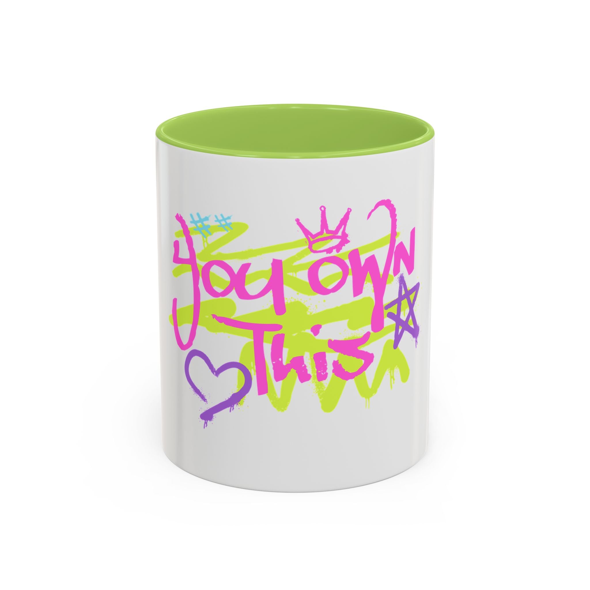 Colorful Motivational Coffee Mug for Self-Care, You Own This, Inspirational Gift, Birthday Present, Home Office Decor, Fun Mug